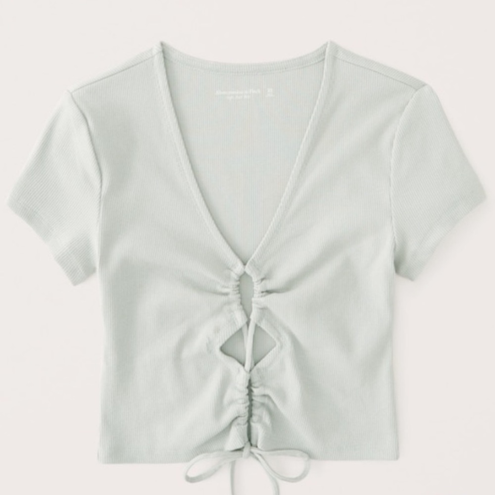 NWT A&F ribbed lace up crop t-shirt top